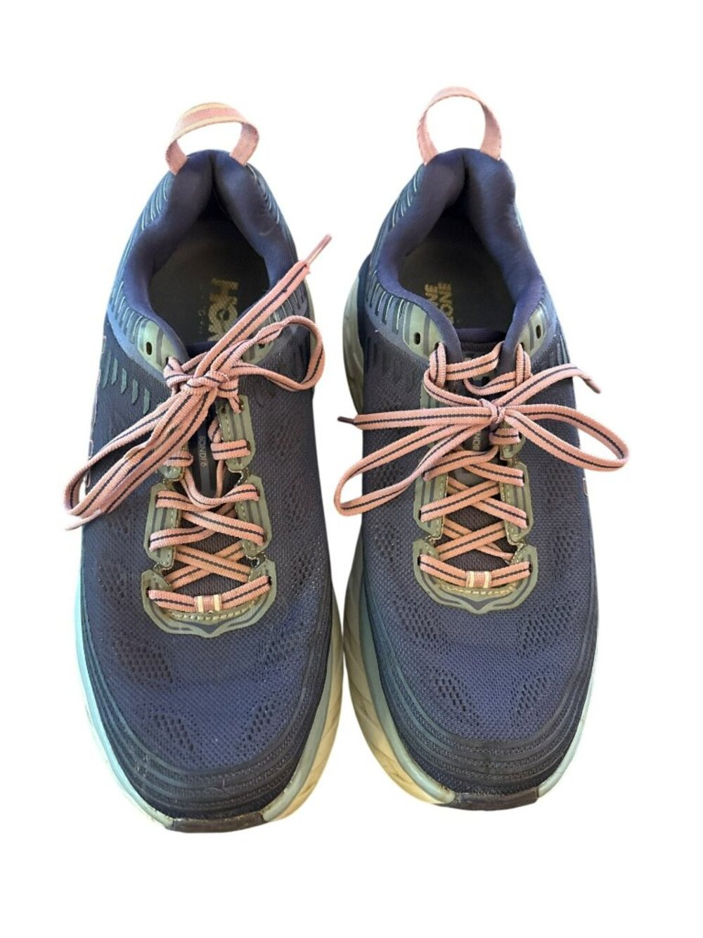 Hoka One One Bondi 6 Running Shoes Mood Indigo Dusty Pink Size 9.5
